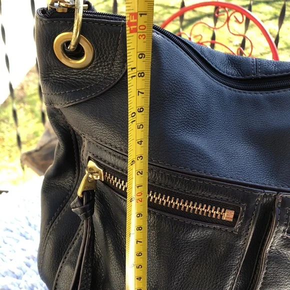 🚨B2G1 FOSSIL Black Leather Hobo Bag Purse - Picture 13 of 14